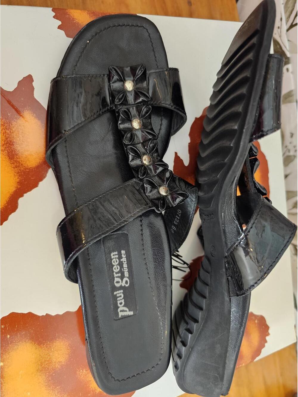 Paul Green Sandals Black Womens Size 6.5 Floral - Picture 6 of 7